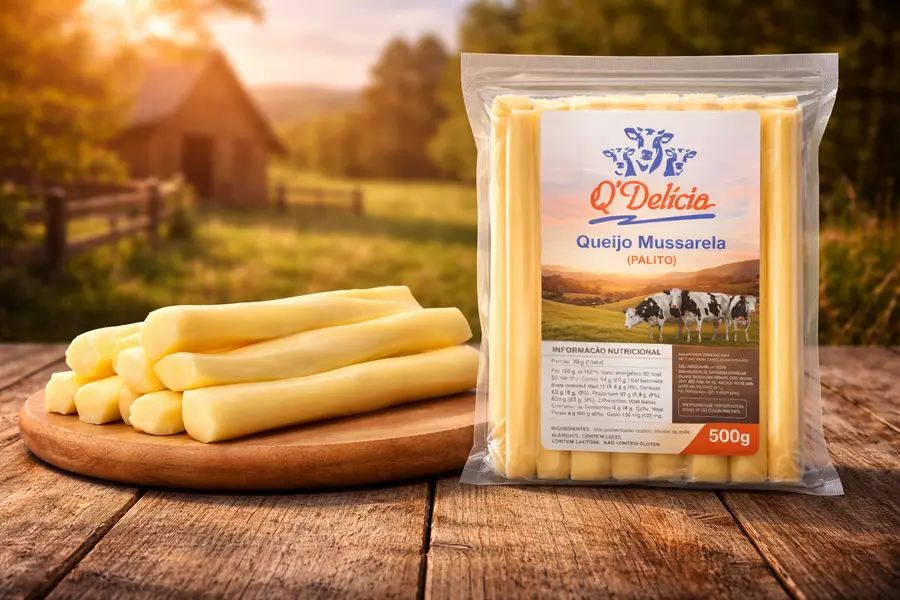 Embalagem de queijo mussarela palito Q'Delícia